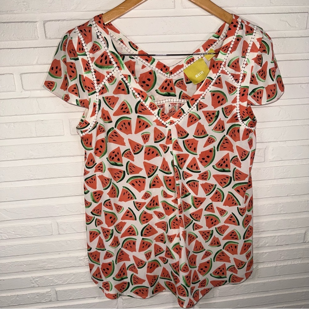 Maeve Anthropologie Picnic Day Watermelon Print Blouse, Women’s Size 4 - Picture 3 of 8